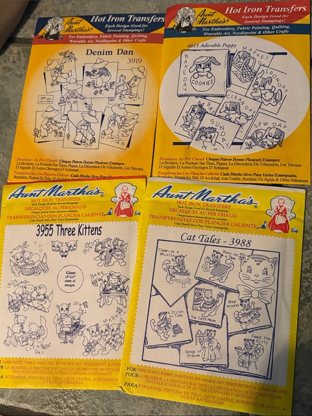 Vintage aunt Martha’s hot iron transfers bundle of four